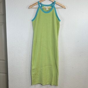 NEW C&C California Ribbed Green Dress Stretchy Womens Small Coastal Beach Summer